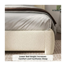 Bensu Boucle Upholstered Platform Bed, White, California King! (NEW IN BOX)