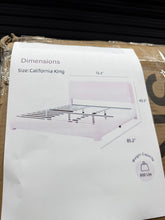 Bensu Boucle Upholstered Platform Bed, White, California King! (NEW IN BOX)