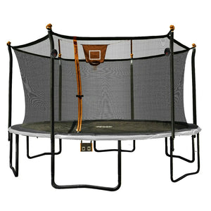 Bounce Pro 14ft Multiplay Trampoline & Enclosure Combo Set with Basketball, Electron Shooter Game, Flash Light Zone Features, Painted Legs & Phone Pouch! (NEW IN BOX)