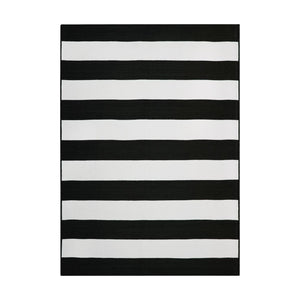 Better Homes & Gardens 7' x 10' Black and White Striped Outdoor Rug**New**