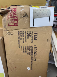 Home Design Angela Headboard, Warm Grey, Queen! (NEW IN BOX)