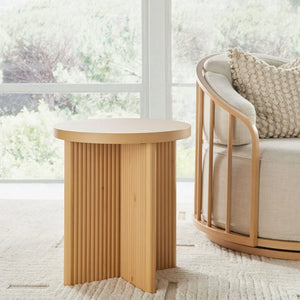 Better Homes & Gardens Lillian Fluted End Table, Natural Pine Finish- NEW AND ASSEMBLED!!!