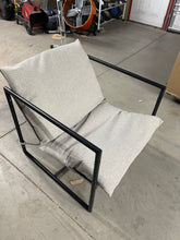 Zinus Ashton Oatmeal Metal and Upholstered Sling Accent Chair- new and assembled- no shipping
