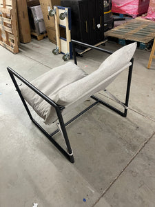 Zinus Ashton Oatmeal Metal and Upholstered Sling Accent Chair- new and assembled- no shipping