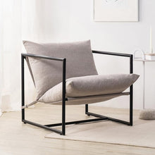 Zinus Ashton Oatmeal Metal and Upholstered Sling Accent Chair- new and assembled- no shipping