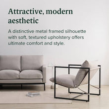 Zinus Ashton Oatmeal Metal and Upholstered Sling Accent Chair- new and assembled- no shipping