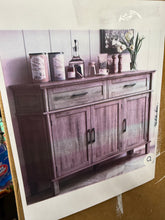 Wood Buffet Cabinet, Sideboard Cabinet, Storage Cabinet with 2 Drawers and 3 Doors, Adjustable Shelves, Washed Gray! (NEW IN BOX)