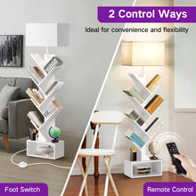 Sindel 58" Bookcase With Remote Control And Tree Floor Lamp, White! (NEW)