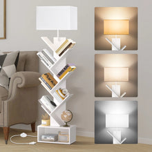 Sindel 58" Bookcase With Remote Control And Tree Floor Lamp, White! (NEW)