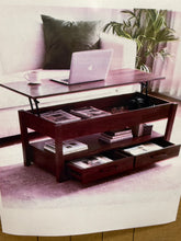 Lift Top Coffee Table with Drawers and Hidden Compartment, Brown! (NEW IN BOX)