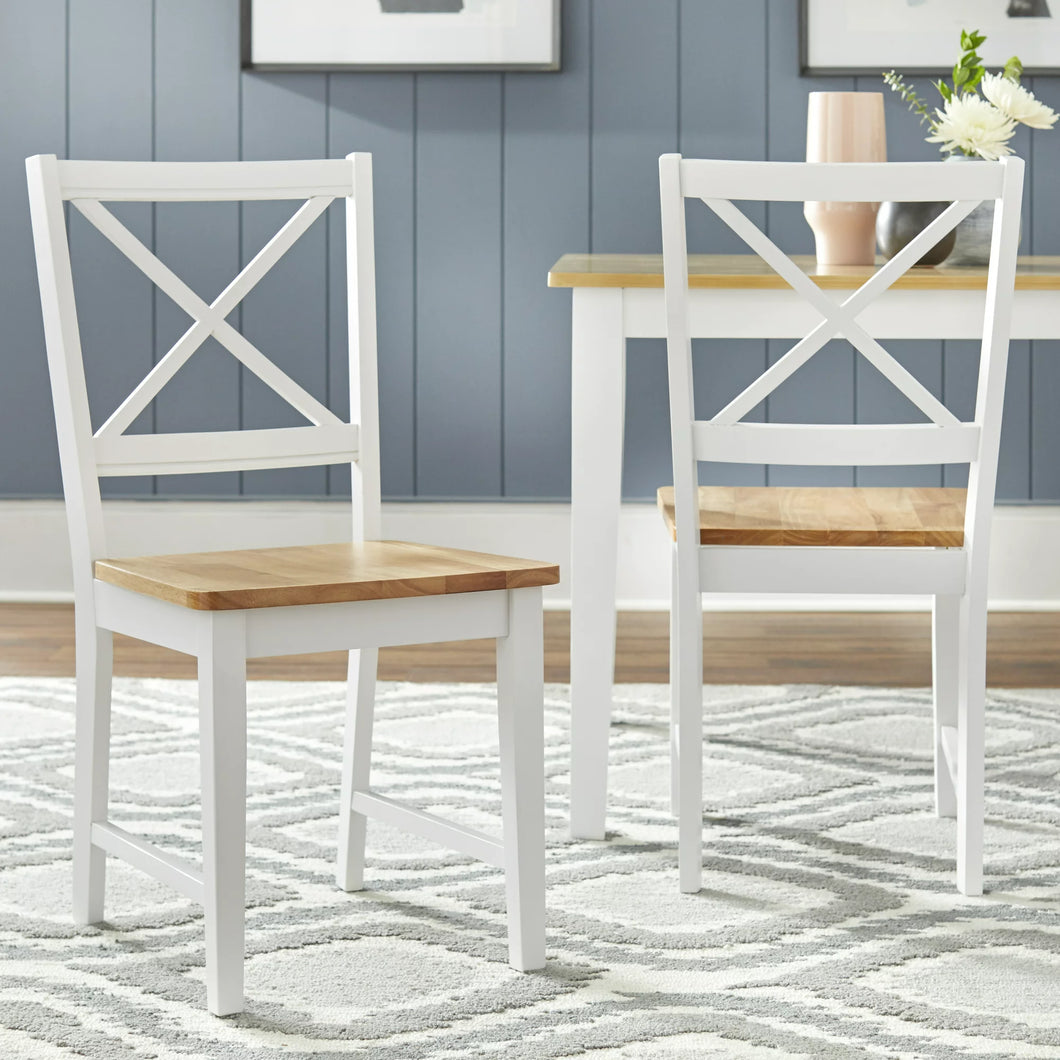 Virginia Cross-Back Chair, Set of 2, White/Natural**New in box**