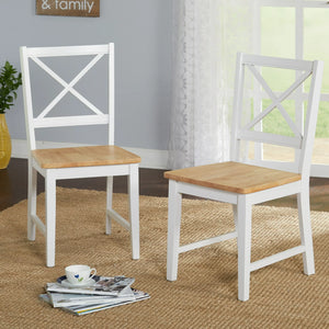 Virginia Cross-Back Chair, Set of 2, White/Natural**New in box**
