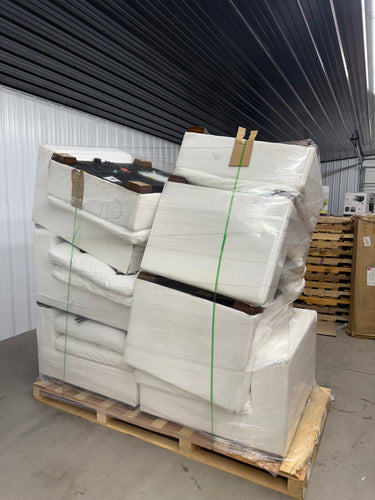 SALVAGE SPECIAL LOWELL 8PC SECTIONAL - ALL WHITE - NEW NEVER USED - DRAGGED ON FLOOR OF PREVIOUS WAREHOUSE - HAS DIRT SPOTS RANDOMLY ALL OVER!