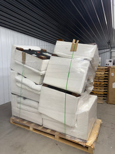 SALVAGE SPECIAL LOWELL 8PC SECTIONAL - ALL WHITE - NEW NEVER USED - DRAGGED ON FLOOR OF PREVIOUS WAREHOUSE - HAS DIRT SPOTS RANDOMLY ALL OVER!