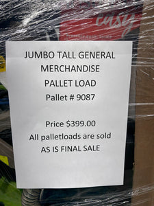 Jumbo huge liquidation pallet- over 7 ft tall ! Pallet number #9087!!