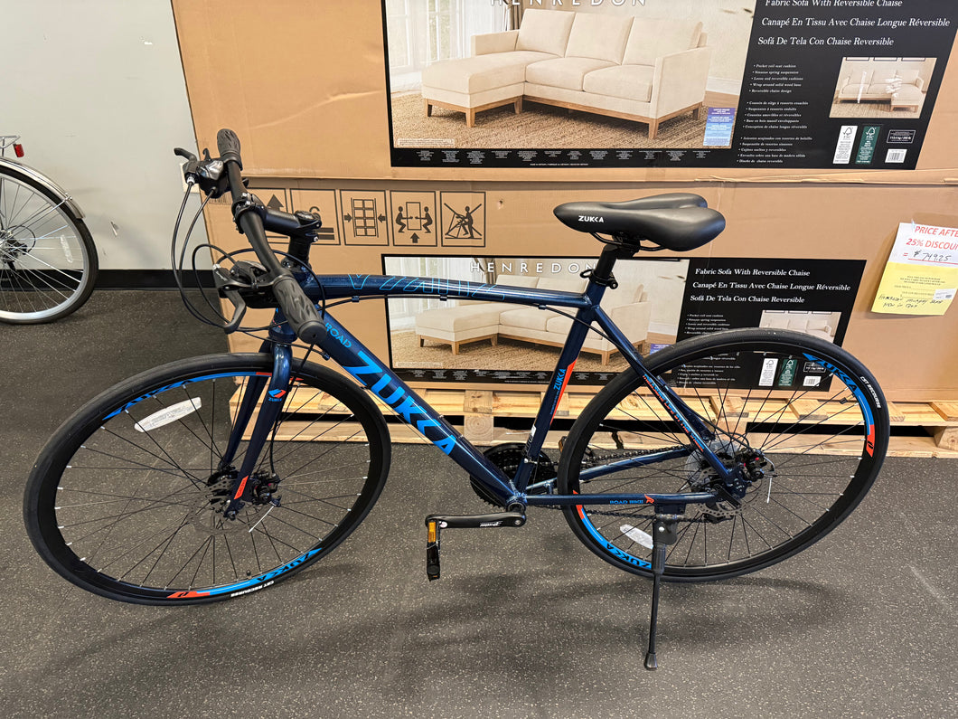 24 Speed Hybrid Bike for men Women, Commuter Bike, Road Bike with 700C Wheels Dual Disc Brakes, Blue! (NEW & ASSEMBLED)