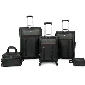 Protege 5 Piece Softside Luggage Set, Includes 28" & 24" Check Bags, 20" Carry-on, Green**New**