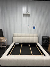 Pula Upholstered Platform Bed, King Size, White/Cream! (BRAND NEW)
