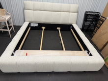 Pula Upholstered Platform Bed, King Size, White/Cream! (BRAND NEW)