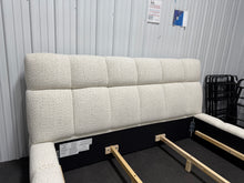 Pula Upholstered Platform Bed, King Size, White/Cream! (BRAND NEW)