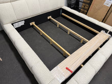 Pula Upholstered Platform Bed, King Size, White/Cream! (BRAND NEW)