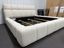 Pula Upholstered Platform Bed, King Size, White/Cream! (BRAND NEW)