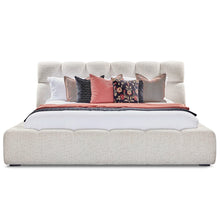 Pula Upholstered Platform Bed, King Size, White/Cream! (BRAND NEW)