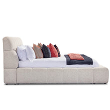 Pula Upholstered Platform Bed, King Size, White/Cream! (BRAND NEW)
