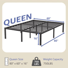 Turberville 16'' Black Metal Platform Bed Frame With 11-leg-support, No Box Spring Needed, Queen Size! (NEW IN BOX)