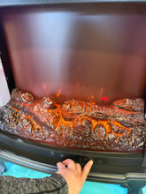 25 in. Electric Fireplace Wood Stove, Freestanding Fireplace Heater with Realistic Flames, Adjustable Brightness! (BRAND NEW)