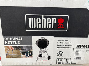Weber 18" Original Kettle Charcoal Grill 441001 Black: Porcelain-Enamel Lid, Weather-Resistant! (NEW IN BOX)