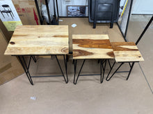 Tristan Sheesham Wood and Iron Base Nesting Tables