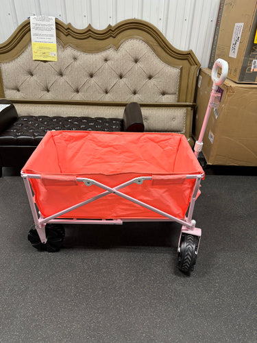 Flat Folding Wagon without Cargo Net, Coral! (NEW - SMALL SMUDGE INSIDE)