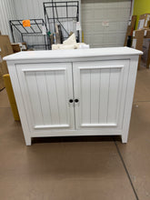 42″ Wide Farmhouse Storage Cabinet with 2 Doors and Interior Shelves for Dining or Entryway! (NEW - CHIPPED CORNERS)