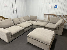 Sereen 6-piece Fabric Modular Sectional, medium grey-  (NEW & ASSEMBLED - MISSING TWO BACK CUSHIONS!)