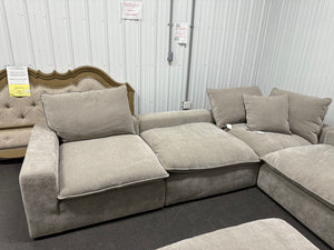 Sereen 6-piece Fabric Modular Sectional, medium grey-  (NEW & ASSEMBLED - MISSING TWO BACK CUSHIONS!)