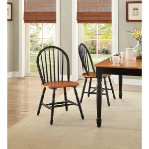 Better Homes and Gardens Autumn Lane Windsor Solid Wood Chairs, Set of 2, Black and Oak**New and assembled, Dirty from shipping**