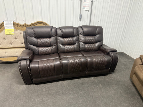 Sandia Leather Power Reclining Sofa with Power Headrests!! BRAND NEW(LEFT SIDE HAS MINOR FACTORY DEFECT, RECLINES FINE)!!