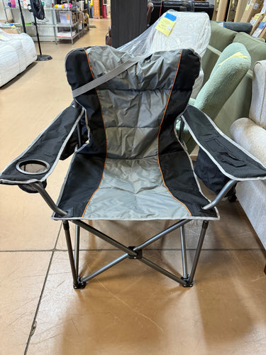 Oversized Camping Folding Chair Heavy Duty Support 450 LBS Steel Frame Collapsible Arm Chair with Cup Holder Black! (NEW)