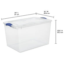 Sterilite Large Storage Bin, 66 Quart Clear Plastic Storage Container with Latch Lid, Blue, 6 Count! (NEW)