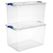 Sterilite Large Storage Bin, 66 Quart Clear Plastic Storage Container with Latch Lid, Blue, 6 Count! (NEW)