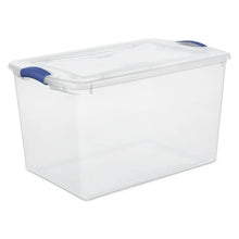 Sterilite Large Storage Bin, 66 Quart Clear Plastic Storage Container with Latch Lid, Blue, 6 Count! (NEW)