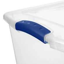 Sterilite Large Storage Bin, 66 Quart Clear Plastic Storage Container with Latch Lid, Blue, 6 Count! (NEW)