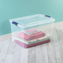 Sterilite Large Storage Bin, 66 Quart Clear Plastic Storage Container with Latch Lid, Blue, 6 Count! (NEW)