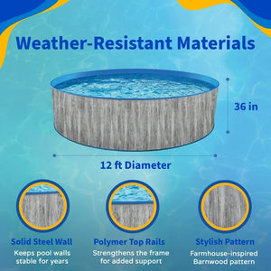 Blue Wave Capri 12-ft Round 36-in Deep Steel Wall Above Ground Swimming Pool Package! (NEW IN BOX)