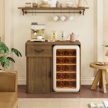 39.4'' Coffee Bar Cabinet With Fridge Space, Mini Fridge Cabinet With Wine Glass Rack,mini Fridge Stand! (NEW - DARK RUSTIC BROWN)