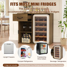 39.4'' Coffee Bar Cabinet With Fridge Space, Mini Fridge Cabinet With Wine Glass Rack,mini Fridge Stand! (NEW - DARK RUSTIC BROWN)