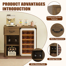 39.4'' Coffee Bar Cabinet With Fridge Space, Mini Fridge Cabinet With Wine Glass Rack,mini Fridge Stand! (NEW - DARK RUSTIC BROWN)