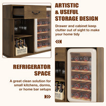 39.4'' Coffee Bar Cabinet With Fridge Space, Mini Fridge Cabinet With Wine Glass Rack,mini Fridge Stand! (NEW - DARK RUSTIC BROWN)