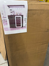 39.4'' Coffee Bar Cabinet With Fridge Space, Mini Fridge Cabinet With Wine Glass Rack,mini Fridge Stand! (NEW - DARK RUSTIC BROWN)
